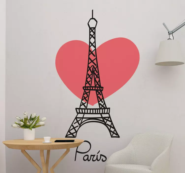 Vinilo París Torre eiffel con corazoncito - TenVinilo