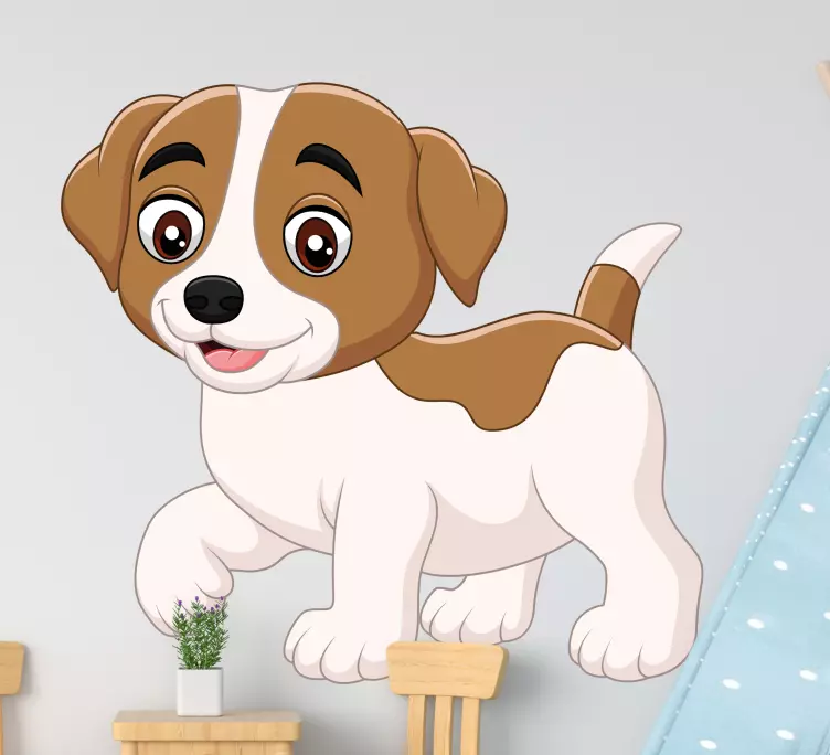 Vinilo Pequeño perro feliz de dibujos animados - TenVinilo