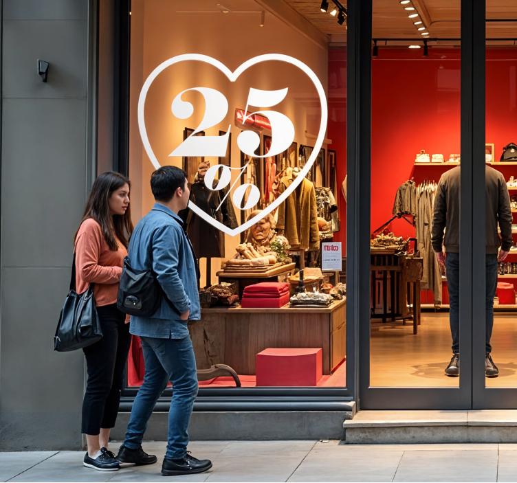 Pegatina San Valentín descuento de corazón - TenVinilo