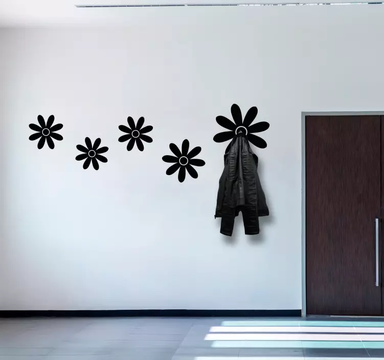 Perchero adhesivo arreglo de flores con gancho - TenVinilo