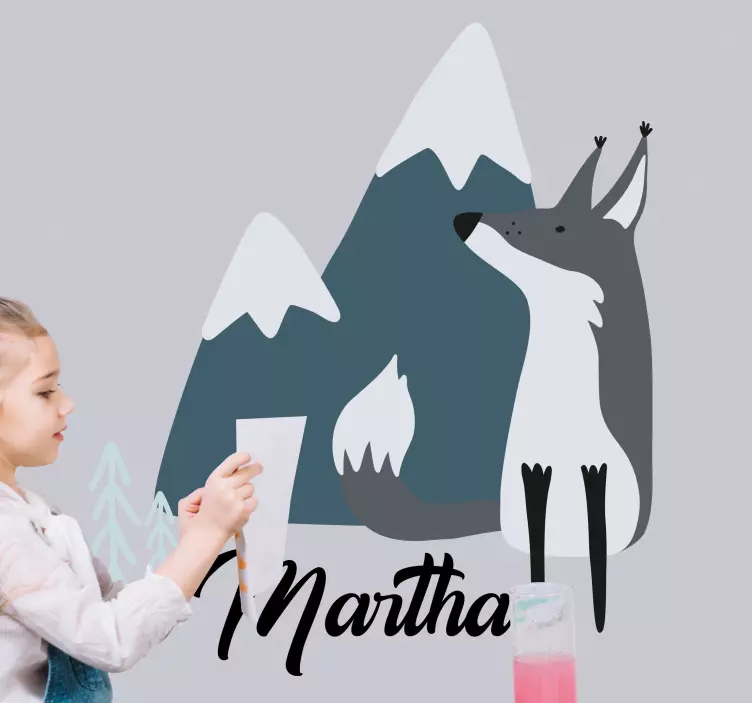 Pizarra blanca adhesiva lobo de montaña personalizada - TenVinilo