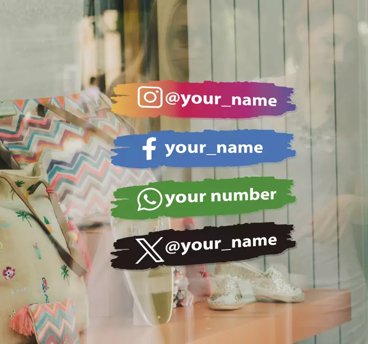 Señalética autoadhesiva Iconos de redes sociales personalizados - TenVinilo