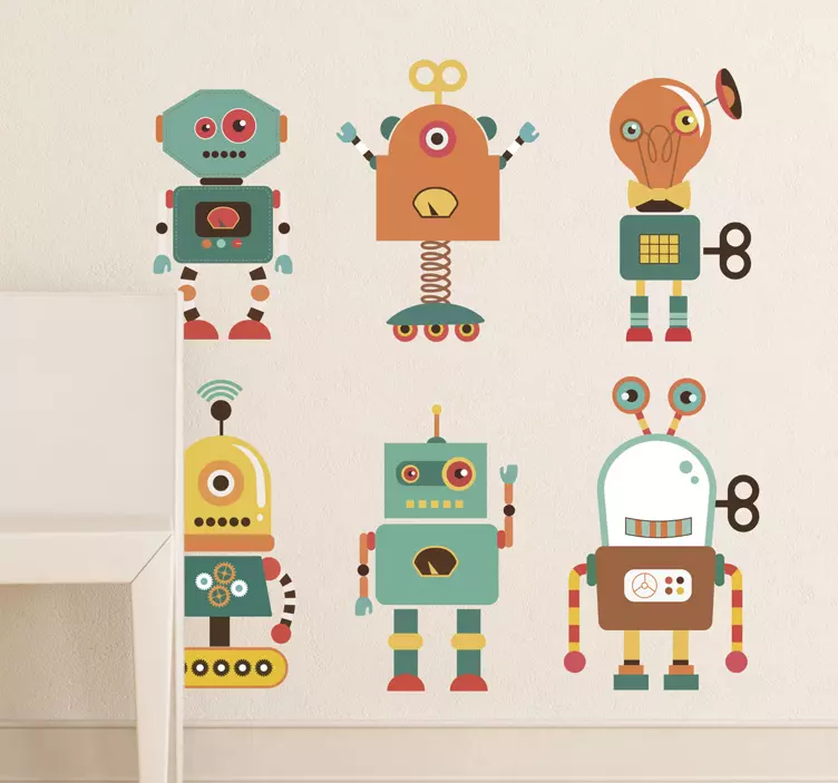 Sticker infantil robots divertidos - TenVinilo