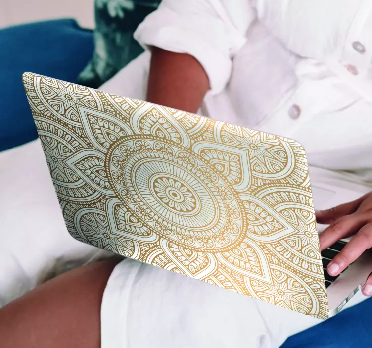 Vinilo portátil mandala dorado - TenVinilo