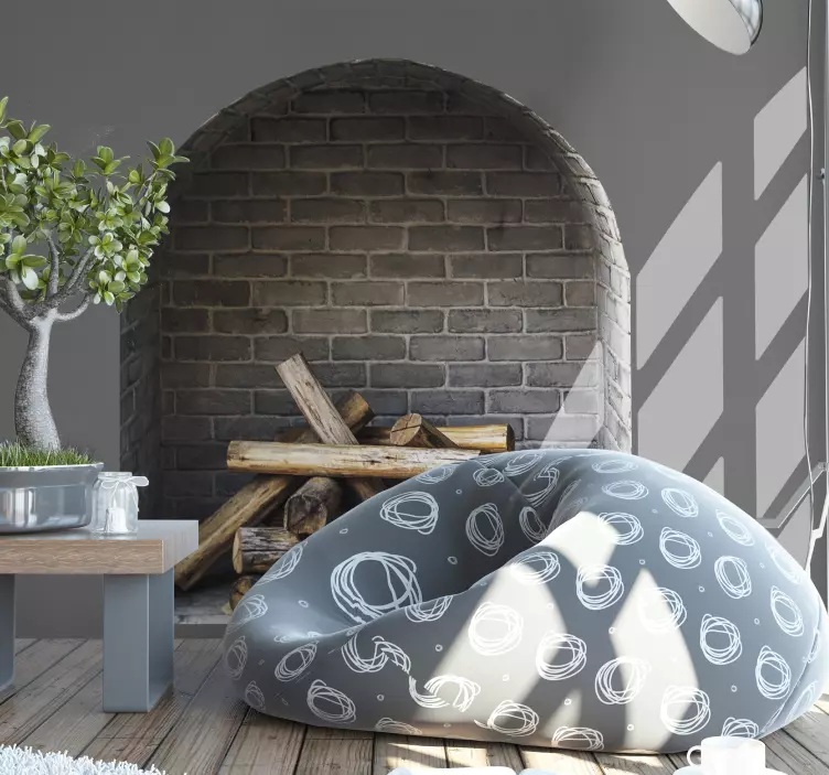Vinilo pared salón 3D chimenea ladrillo moderno - TenVinilo