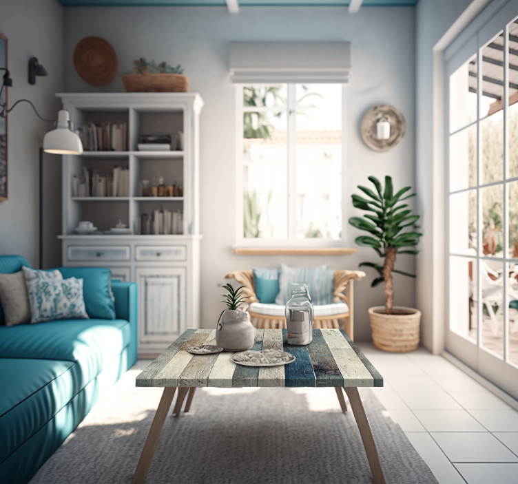 Vinilo para mueble madera envejecida tonos azul - TenVinilo