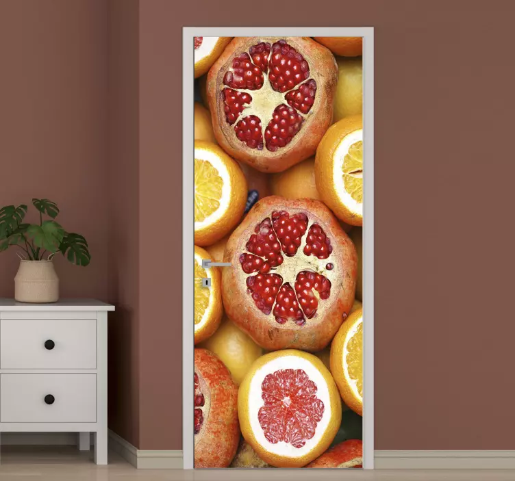 Vinilo decorativo para puerta frutas en rodajas - TenVinilo