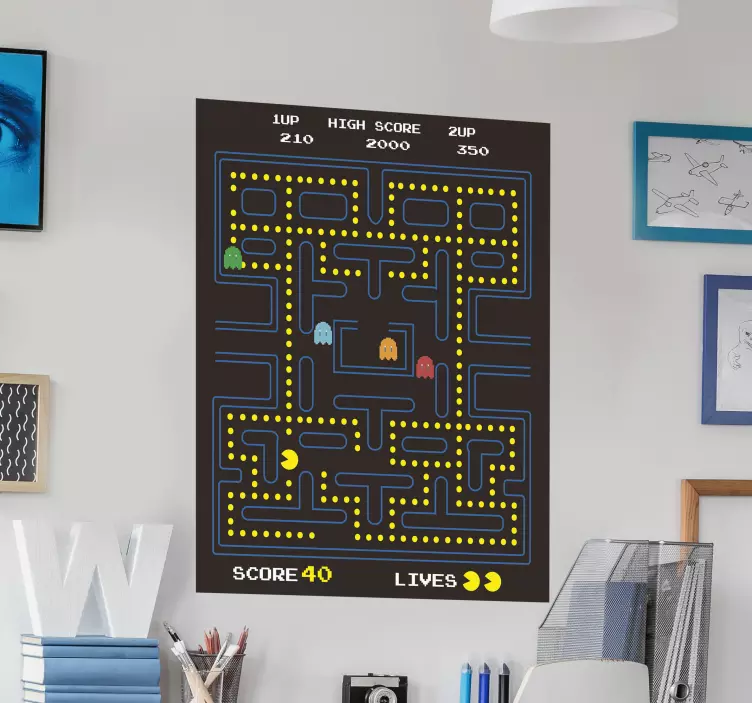 Vinilo gamer videojuego pacman - TenVinilo