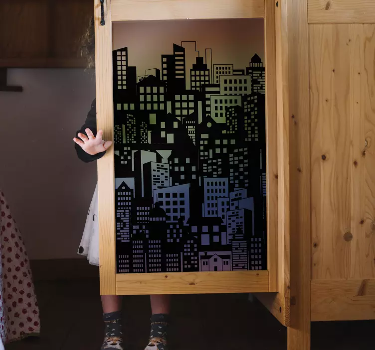 Vinilo para armarios ciudad de noche multicolor - TenVinilo