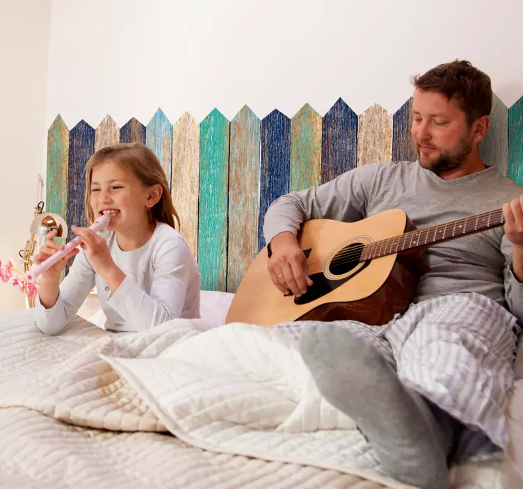Vinilo cabecero listones de madera - TenVinilo