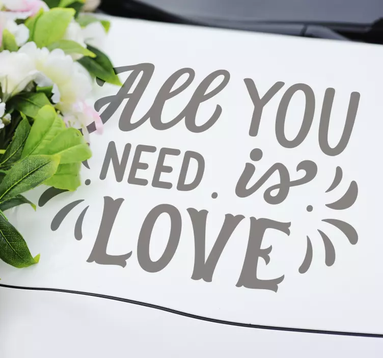 Vinilo coche de boda all you need is love - TenVinilo