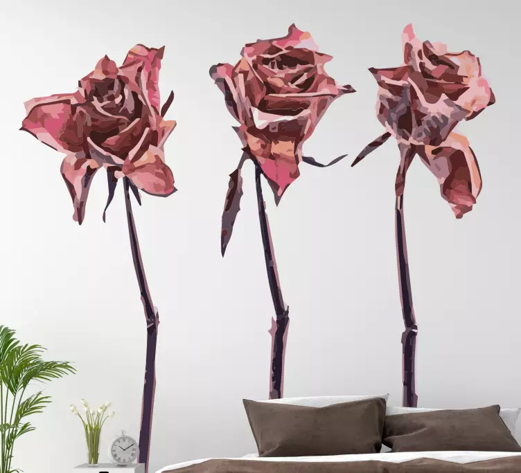 Vinilo flores Conjunto de tres rosas secas - TenVinilo