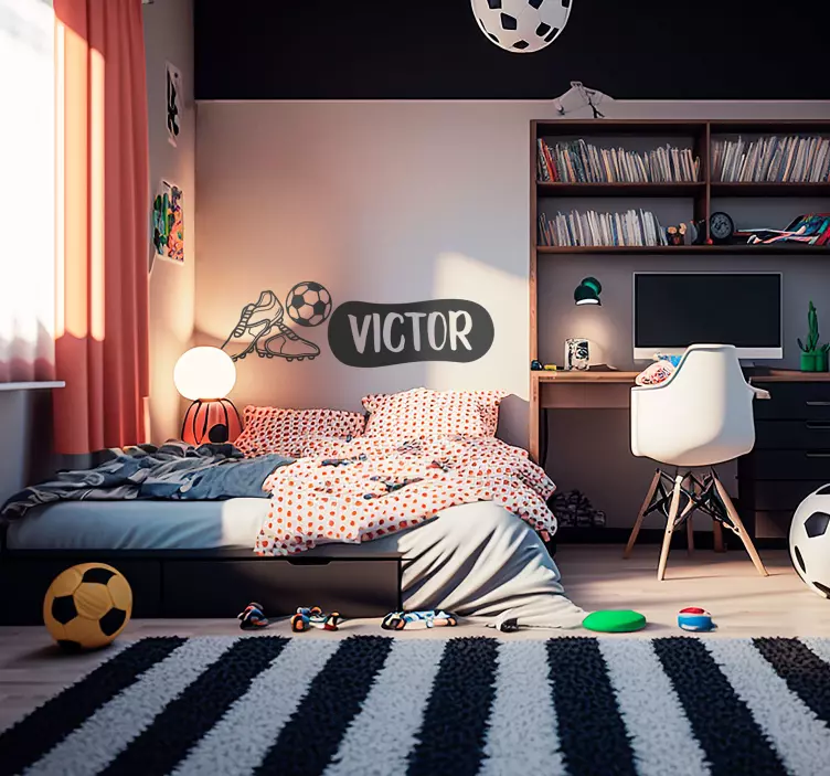 Vinilo fútbol cabecero botas y pelota - TenVinilo