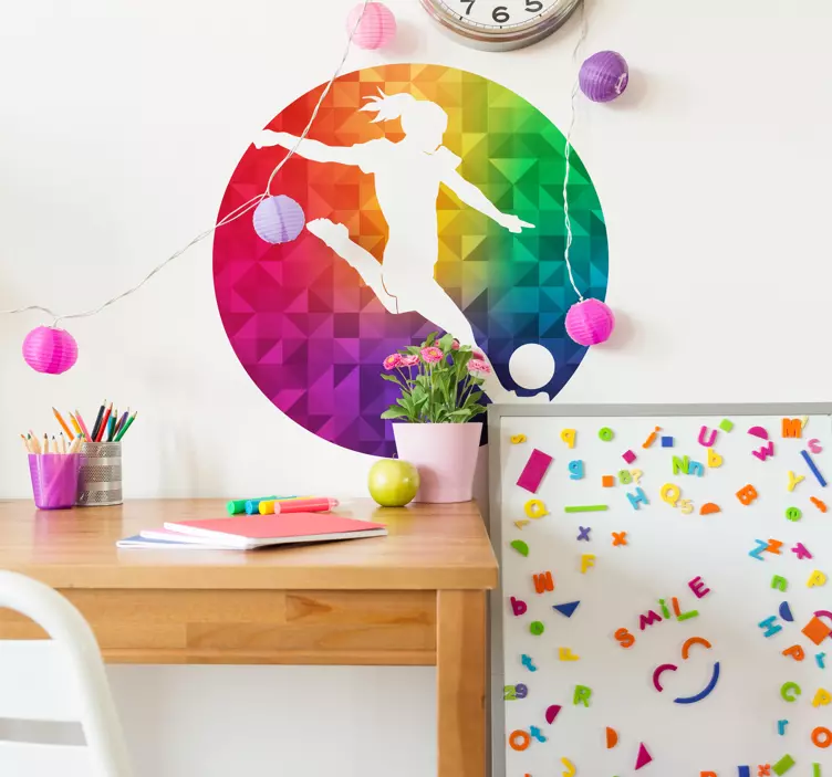 Vinilo fútbol Jugadora de fútbol femenino multicolor - TenVinilo
