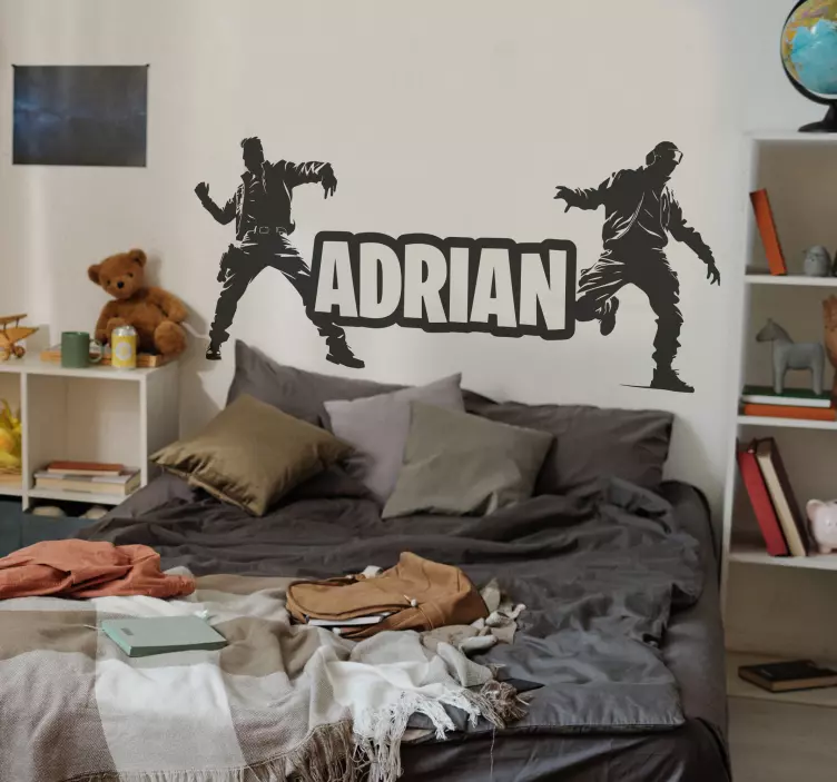 Vinilo videojuego soldados bailando con nombre - TenVinilo