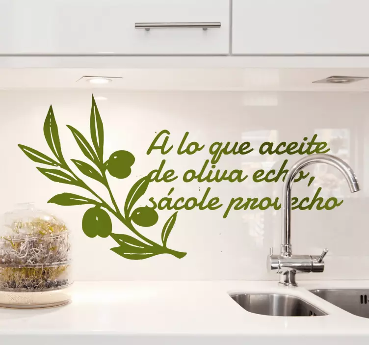 Vinilo decoratiro refrán aceite oliva - TenVinilo