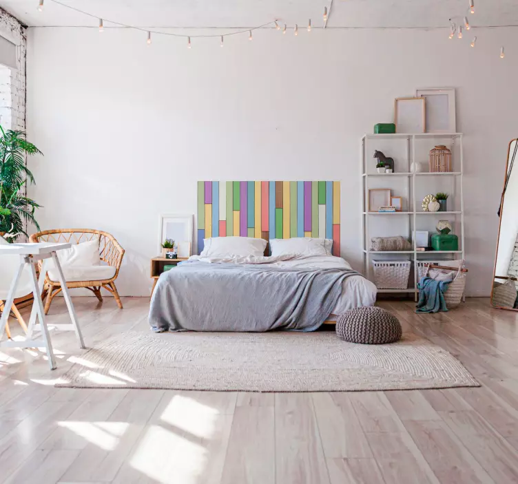 Vinilo para cabecero Tablones de cabecera de colores - TenVinilo