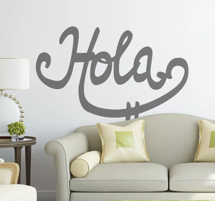 Vinilo decorativo caligráfico hola - TenVinilo