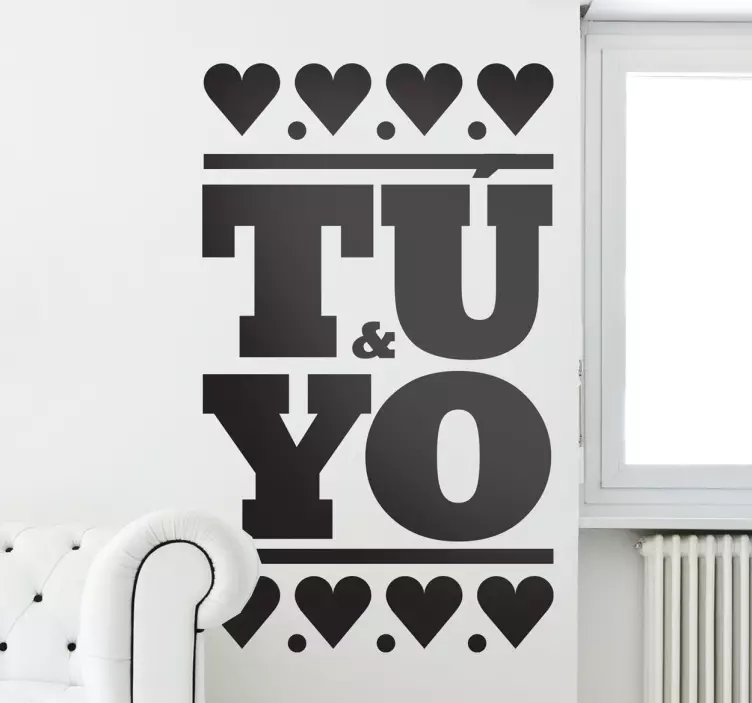 Vinilo decorativo composicion tú y yo - TenVinilo