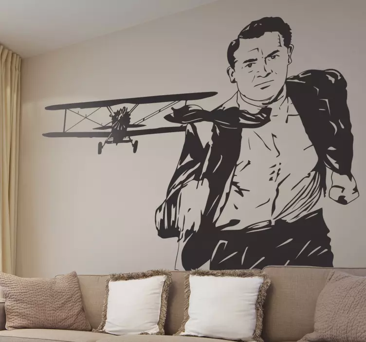 Vinilo decorativo escena avión Hitchcock - TenVinilo