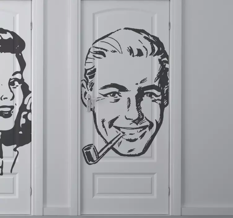 Vinilo para puerta baño hombre clásico - TenVinilo