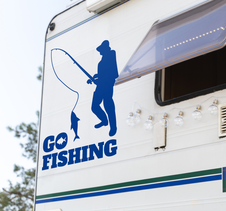 Adhesivo para autocaravana frase "Go fishing" - TenVinilo