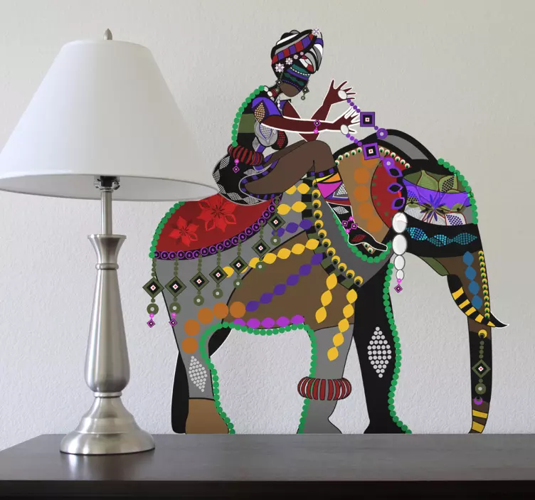 Vinilo decorativo jinete elefante - TenVinilo