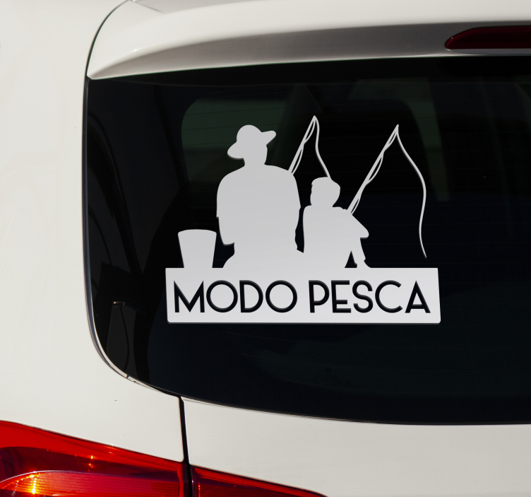 Adhesivo para auto frase modo pesca - TenVinilo