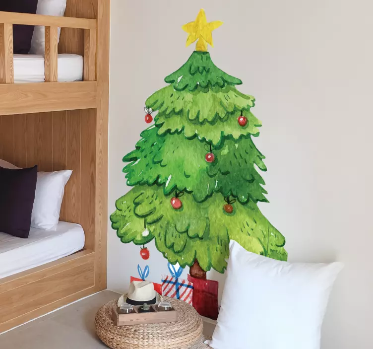 Vinilo decorativo Navidad árbol y regalos - TenVinilo