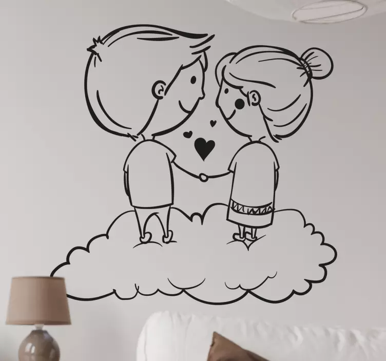 Vinilo decorativo pareja en el cielo - TenVinilo