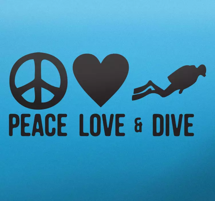 Vinilo decorativo peace love dive - TenVinilo
