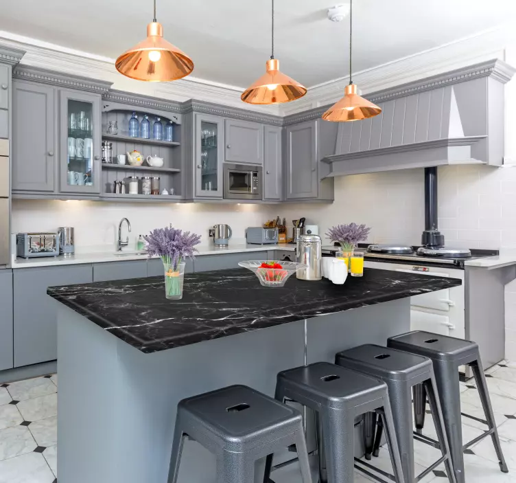 Vinilo con textura encimera de mármol negro - TenVinilo