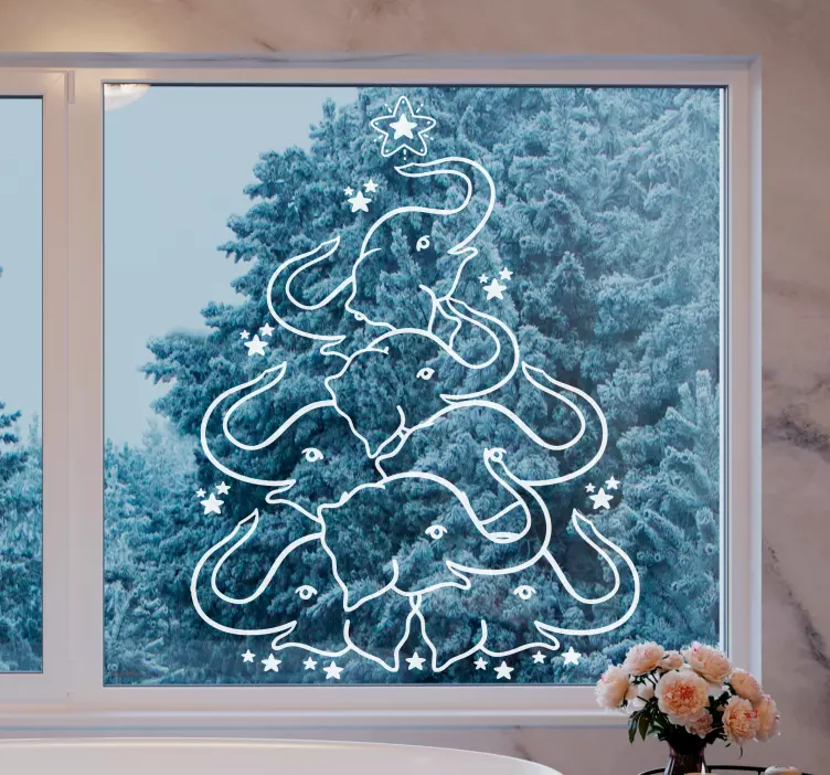 Vinilo navideño diseño de Árbol elefante - TenVinilo
