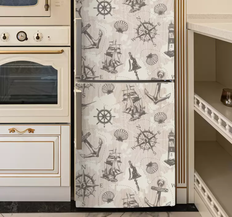 Vinilo para heladera diseño de temática náutica - TenVinilo