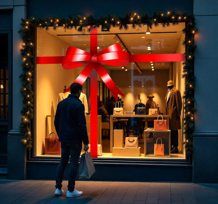 Vinilo escaparate lazo de regalo - TenVinilo