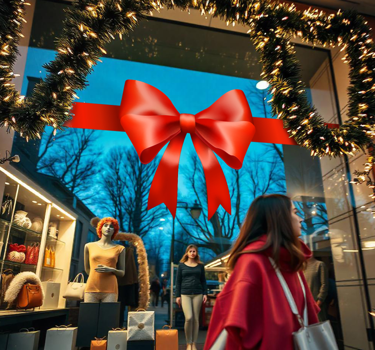 Vinilo escaparate lazo de regalo rojo - TenVinilo