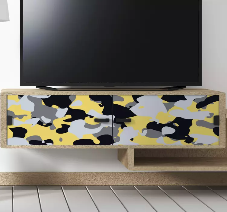 Vinilo estampado decorativo Camuflaje gris y amarillo - TenVinilo