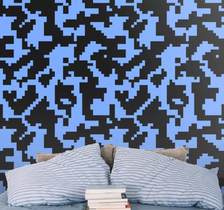 Vinilo estampado decorativo Camuflaje negro y azul - TenVinilo