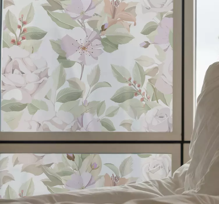 Vinilo para vidrio delicado arreglo floral - TenVinilo