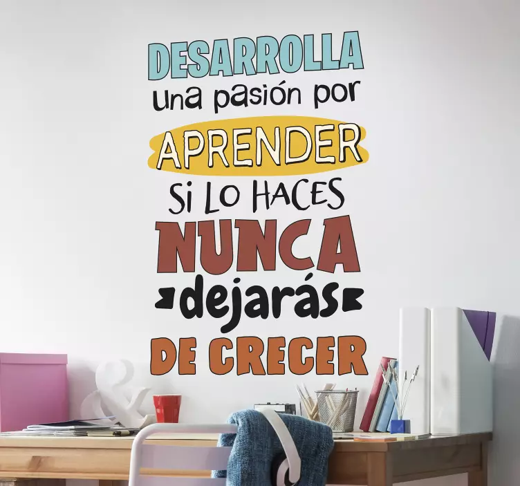 Vinilo frase pasión por aprender - TenVinilo