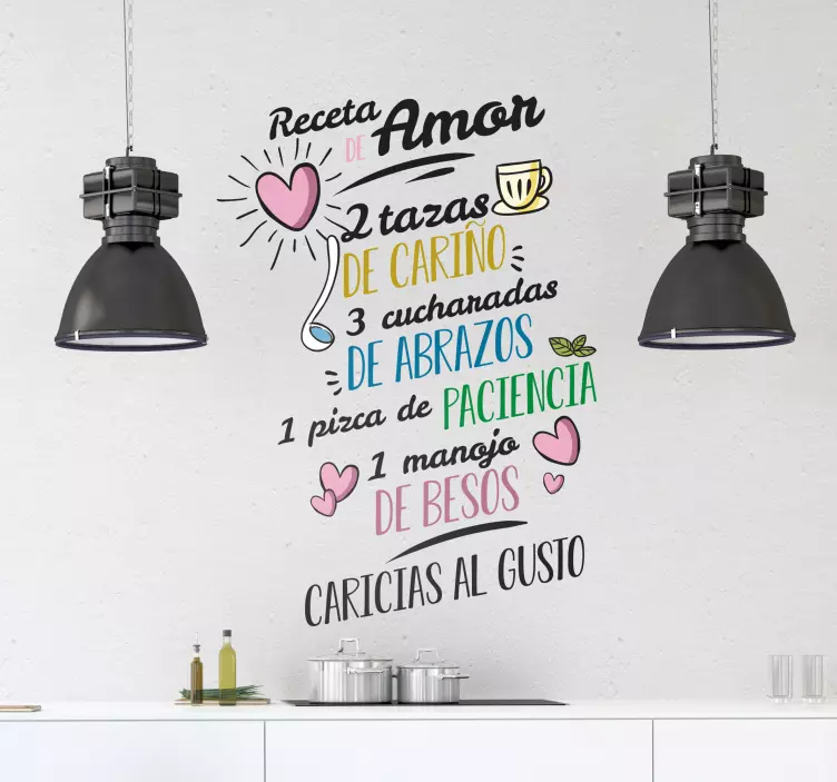Vinilo frase Receta del amor - TenVinilo