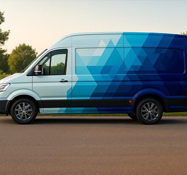 Vinilo furgoneta diseño de triángulos azules - TenVinilo