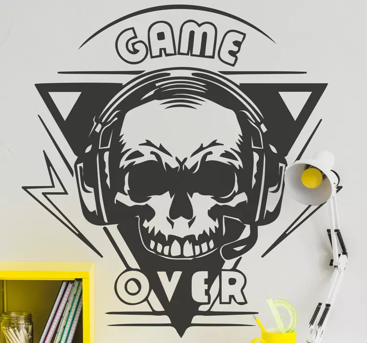 Vinilo gamer emblema de auriculares calavera - TenVinilo