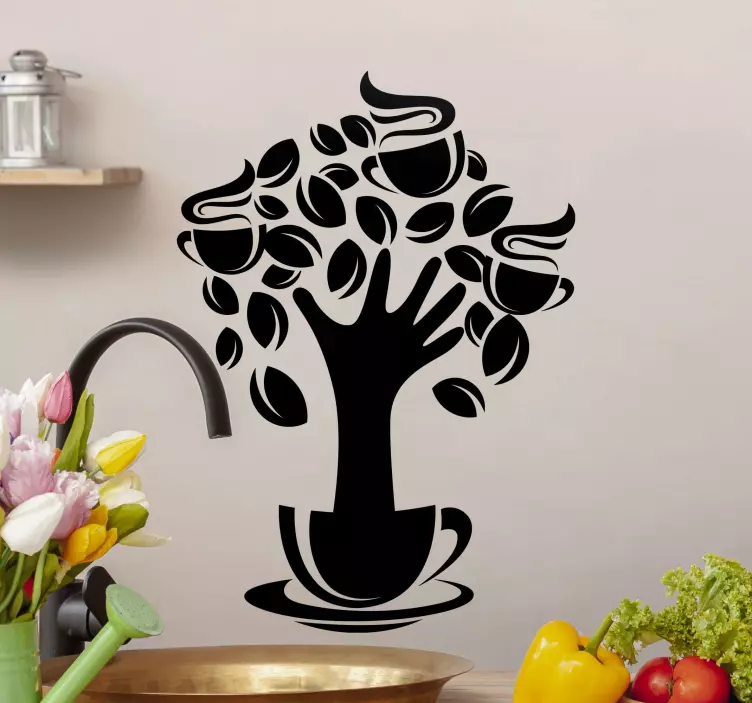 Vinilo gastronomía diseño Árbol de café - TenVinilo