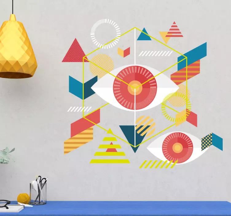 Vinilo geométrico motivo geométrico de ojos - TenVinilo