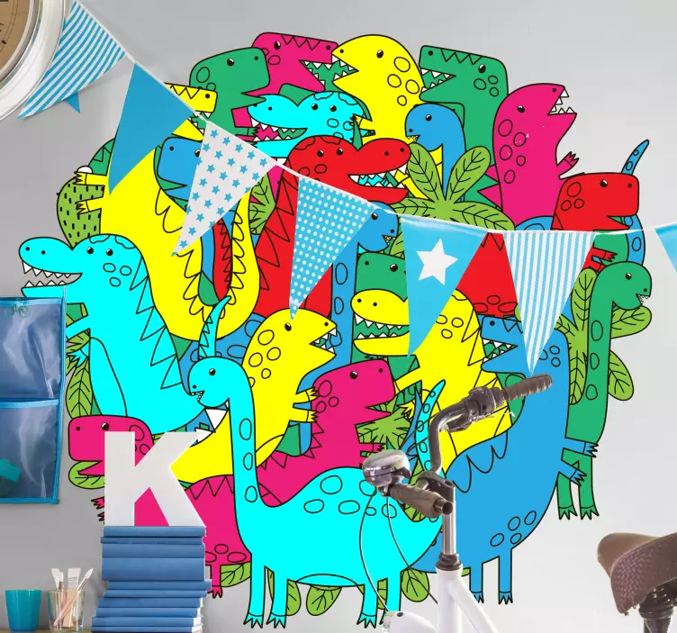 Vinilo grupo de dinosaurios coloridos - TenVinilo