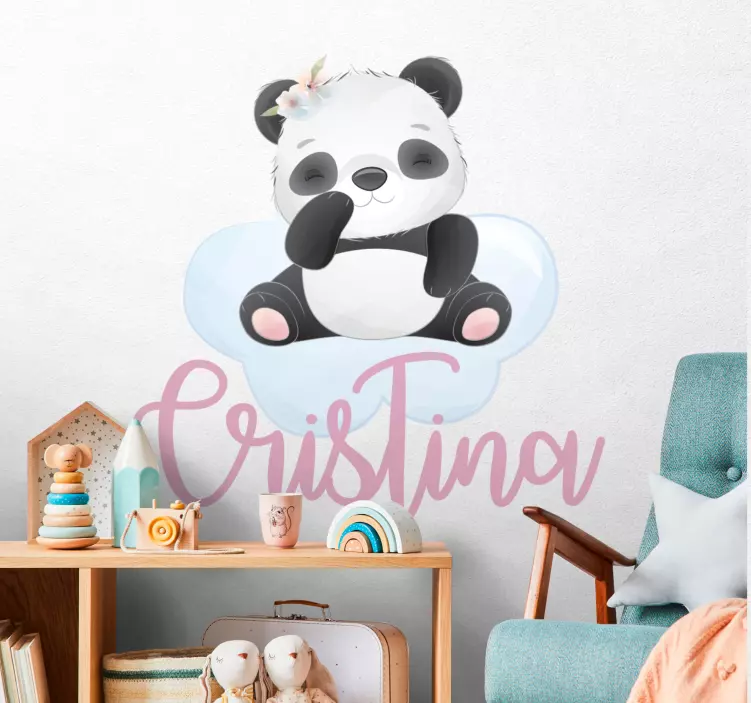 Vinilo habitación bebé panda personalizado - TenVinilo