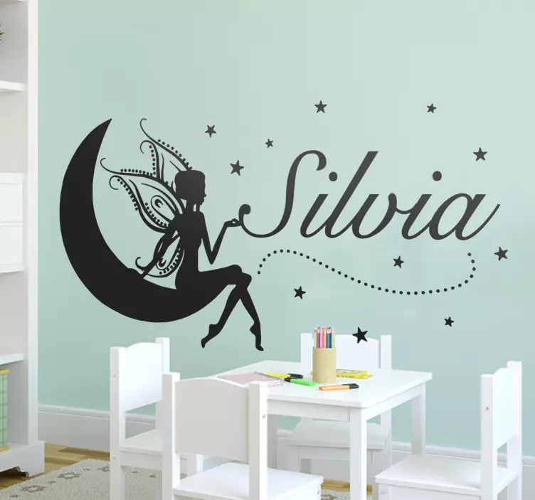 Vinilo infantil hada luna personalizable - TenVinilo