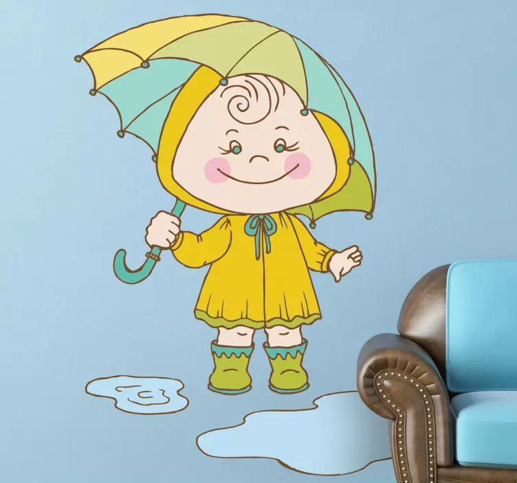 Vinilo infantil bebe día de lluvia - TenVinilo