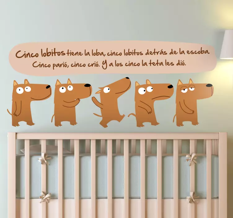 Vinilo infantil canción cinco lobitos - TenVinilo